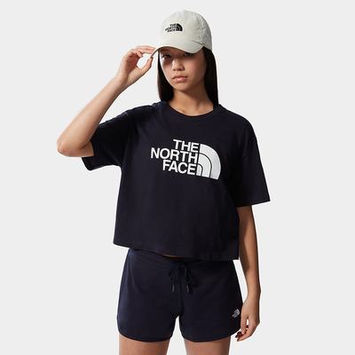 Women's The North Face EASY CROPPED T Shirts Navy | US-07491