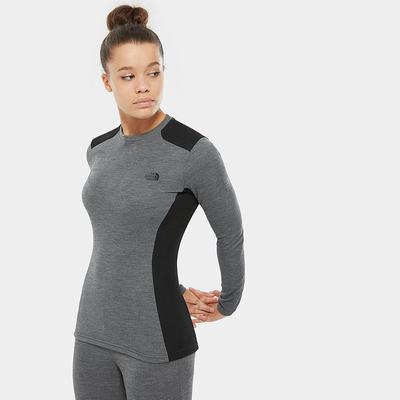 Women's The North Face Easy Long-Sleeve Top Grey Black | US-07358