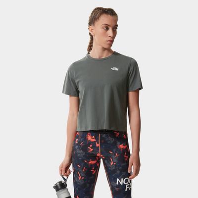 Women's The North Face FOUNDATION CROPPED T Shirts Green | US-68214