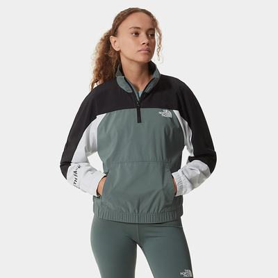 Women's The North Face MOUNTAIN ATHLETICS WIND Lightweight Jackets Green Black White | US-74613