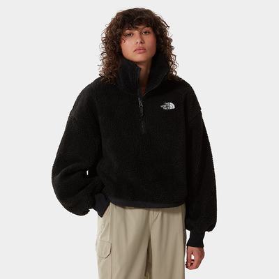 Women's The North Face PLATTE SHERPA FLEECE Sweatshirt Black | US-40231