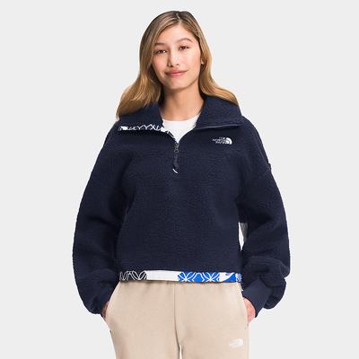 Women's The North Face PRINTED PLATTE SHERPA FLEECE Sweatshirt Blue | US-23106