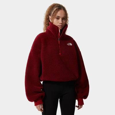 Women's The North Face PRINTED PLATTE SHERPA FLEECE Sweatshirt Red | US-75316