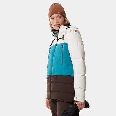 Women's The North Face Pallie Down Jackets White Blue Deep Brown | US-82315