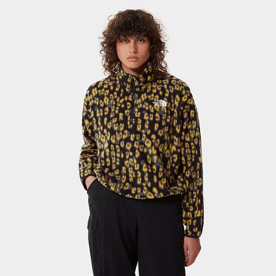 Women's The North Face Printed TKA Kataka ¼ Zip Fleece Sweatshirt Yellow Leopard | US-24963