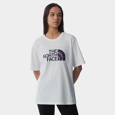 Women's The North Face Relaxed Easy T Shirts White Purple Leopard | US-89647