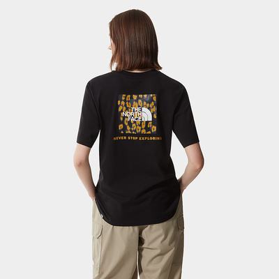 Women's The North Face Relaxed Redbox T Shirts Black Yellow Leopard | US-23405