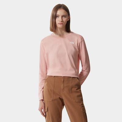 Women's The North Face Simple Dome Long-Sleeve T Shirts Rose Brown | US-60357