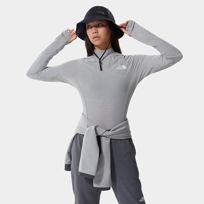 Women's The North Face TEKWARE LONG-SLEEVE CROPPED T Shirts Grey | US-02736