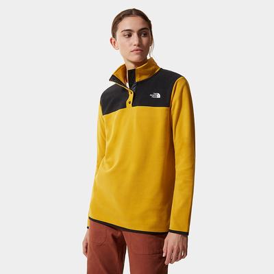 Women's The North Face TKA Glacier Snap-Neck Fleeces Yellow Black | US-07514