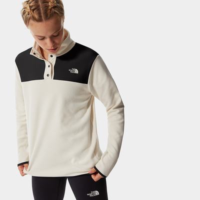 Women's The North Face TKA Glacier Snap-Neck Fleeces White / Black | US-81750