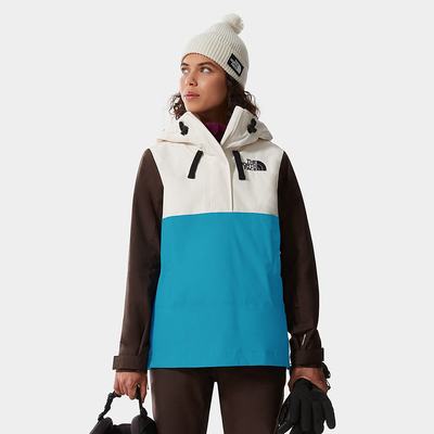 Women's The North Face Tanager Fanorak Ski Jackets White Deep Brown Blue | US-28679